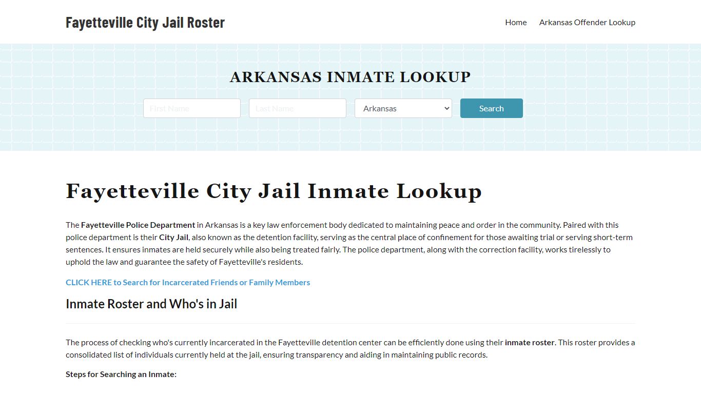 Fayetteville Police Department & City Jail, AR Inmate Roster, Arrests ...